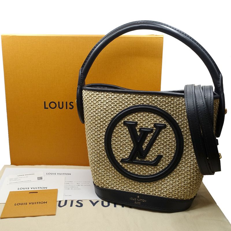 Louis Vuitton Petit Bucket 2WAY Bag Hand Shoulder - M59961 RFID Raffia