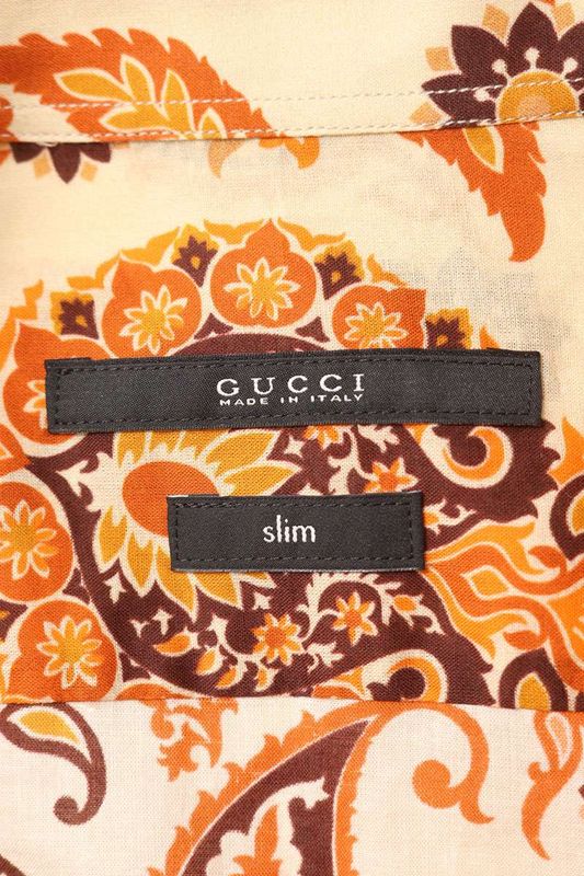Gucci 309114 Z3646 Long Sleeve Shirt With Paisley Pattern Men's 40
