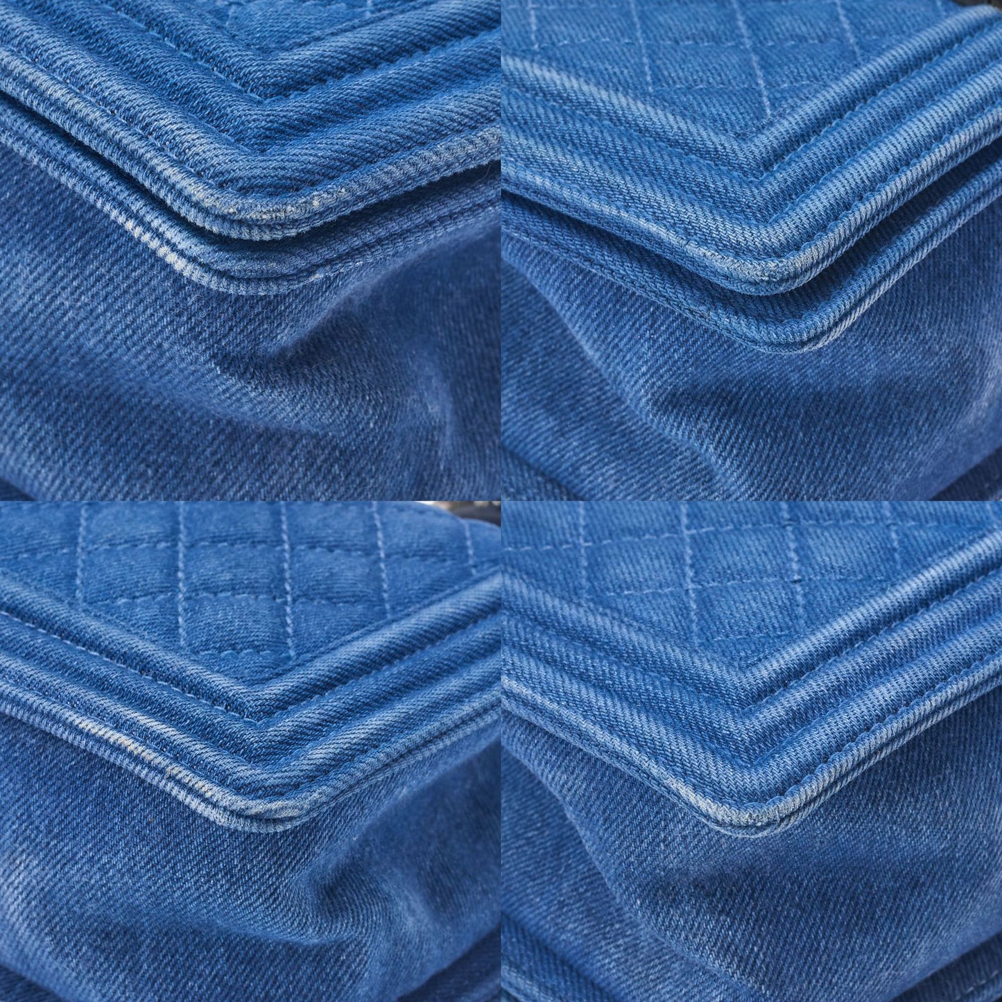 Chanel Boy Chanel Matelasse Chain Shoulder Denim Blue With Silver Hardware