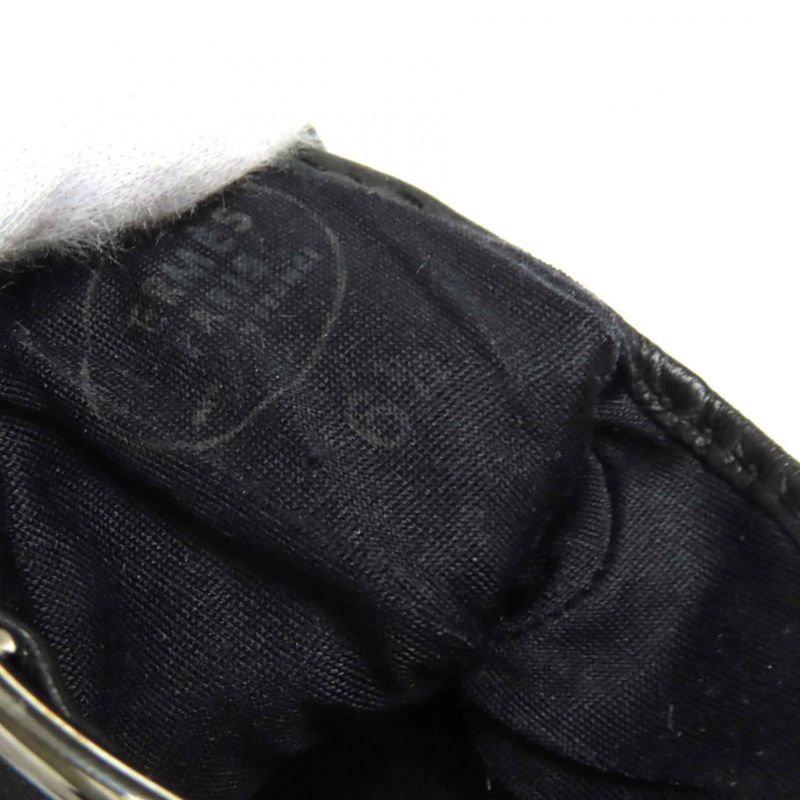 Hermes Belt Hardware Buckle Design Leather Gloves Black Silver Hardware 6.5