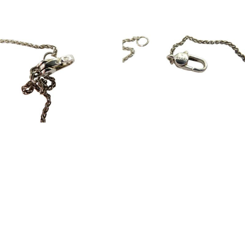 Gucci Interlocking G Heart Pendant Necklace Silver 925 Wooden Bamboo 0530gucci