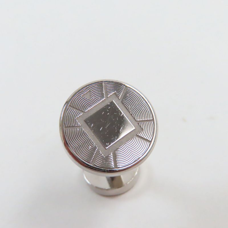 Cartier Ag925 Logo Engraved Round Shape Cufflinks Button Silver