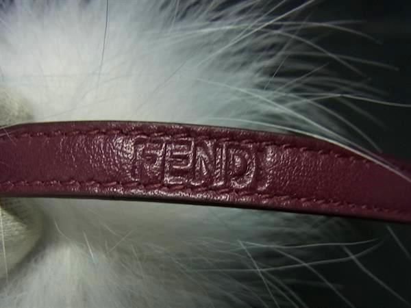 Fendi Fur And Leather Key Holder Charm Strap Women's Gray And Bordeaux Fl9570