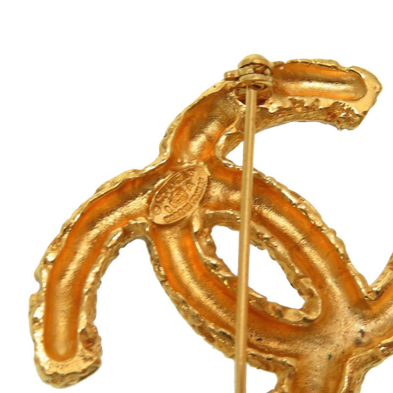 Chanel Vintage Coco Mark Lava 95A Metal Gold Brooch 0137 Chanel