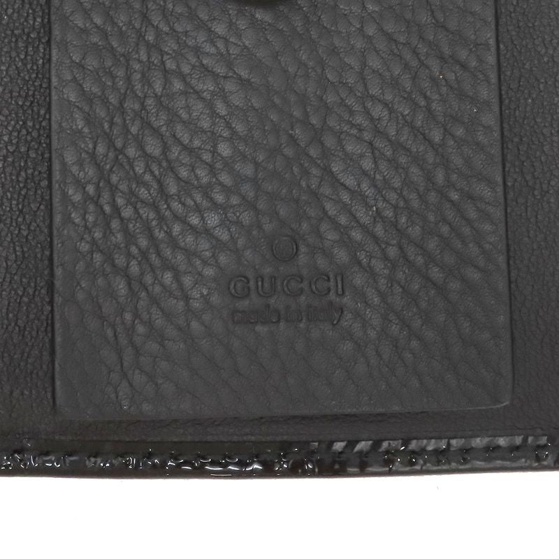 Gucci Key Case Micro Gucci Guccissima Horsebit Patent Leather Black Gold Hardware