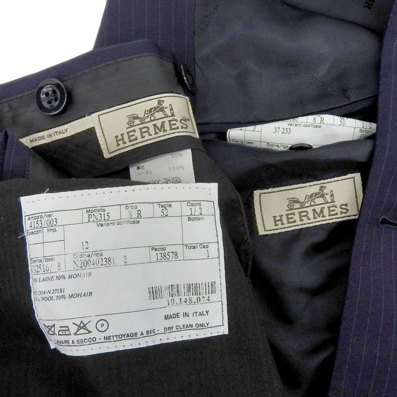 Hermes Current Tag Mohair Wool Dress Tailored Double Suit 2 Piece Jacket Slacks