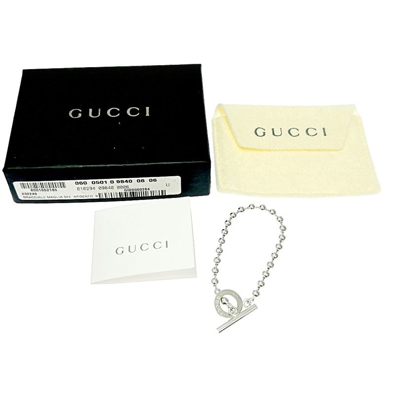 Gucci Silver Toggle Ball Chain Bracelet 15.6g 925 Engraved 318925 Bracelet