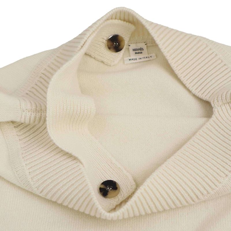 Hermes 24aw Asymmetrical Cashmere Knit Dress 4h2541d1 Ivory 36