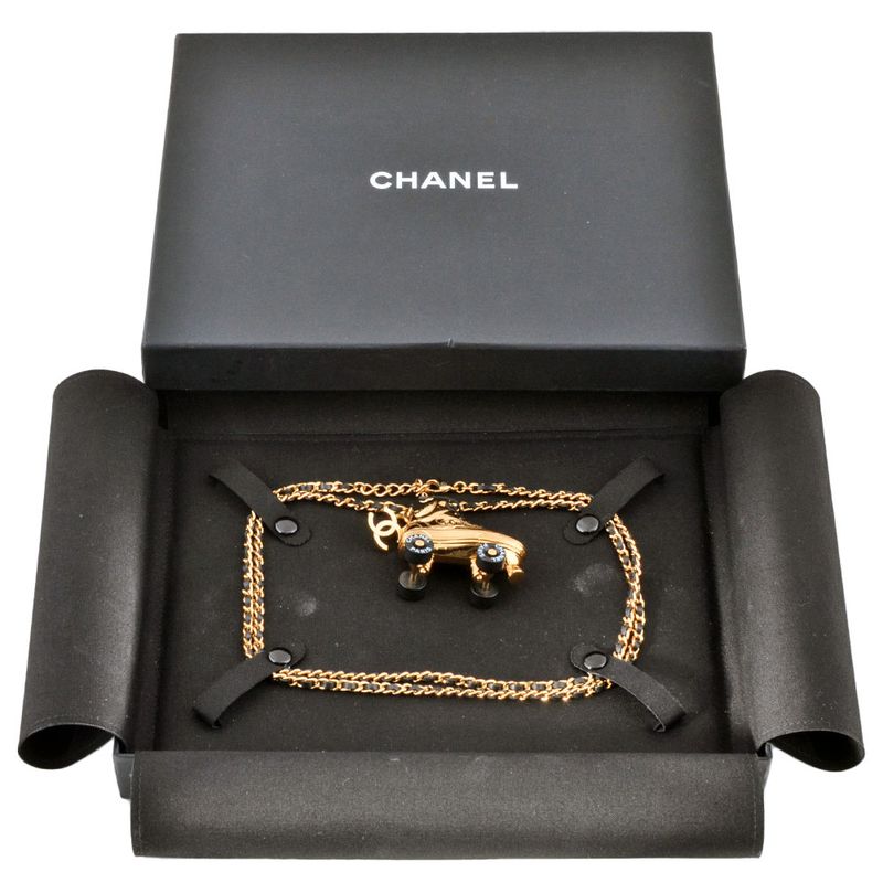 Chanel Roller Skate Chain Necklace Metal G Gold Long 24SS Ladies