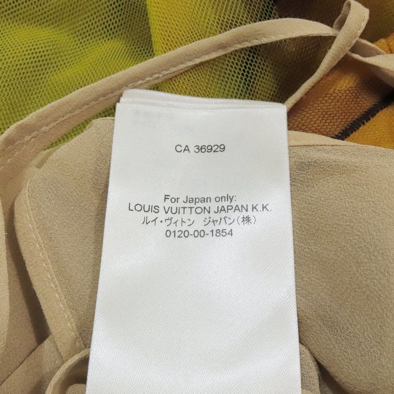 Unused Louis Vuitton Tulle Sleeveless Dress Tunic Short Length Check 36 Yellow