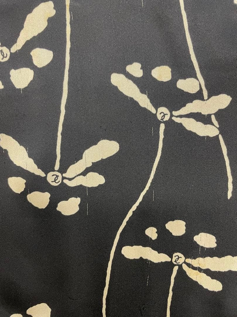 Chanel Silk Floral Sleeveless Dress Black 38 Vintage 98P