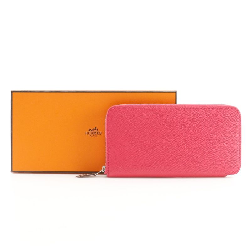 Hermes Azap Long Silk-in Vaux Epson Rose Mexico Pink A Women's Long Wallet