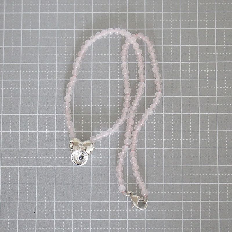 Tiffany & Co Rose Quartz Necklace Silver 925 E0575
