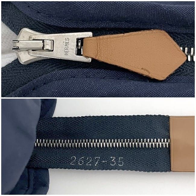 Hermes Clutch Bag Tapidocel Navy Beige Excellent Condition