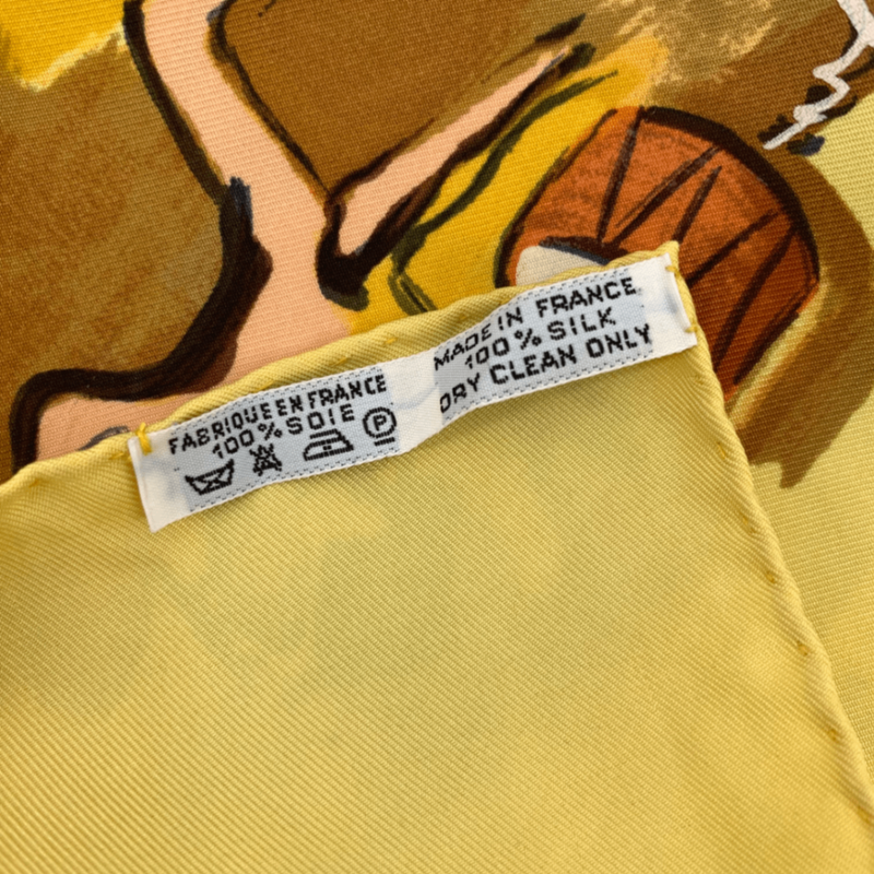 Hermes Carre 90 Concerto Yellow 100% Silk Scarf