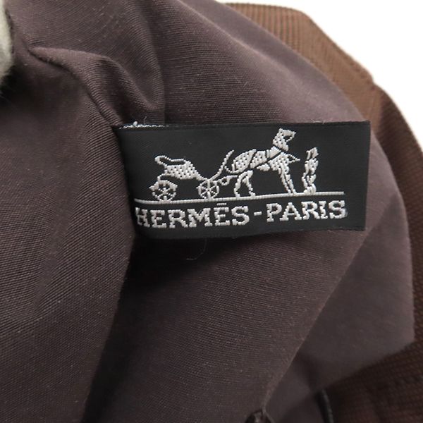 Hermes Tote Bag Her Line Cabas Canvas Brown Silver Hardware Brown