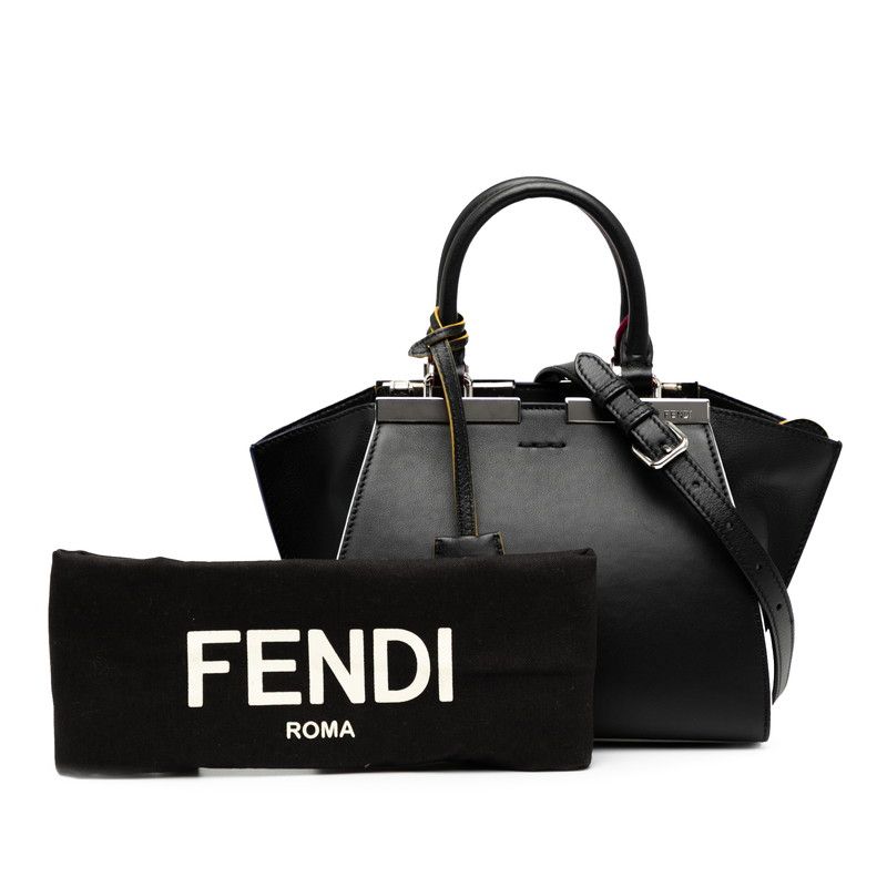 Fendi Mini Troisage Handbag Shoulder Bag 2WAY 8bh333 Black Calf Women Fendi