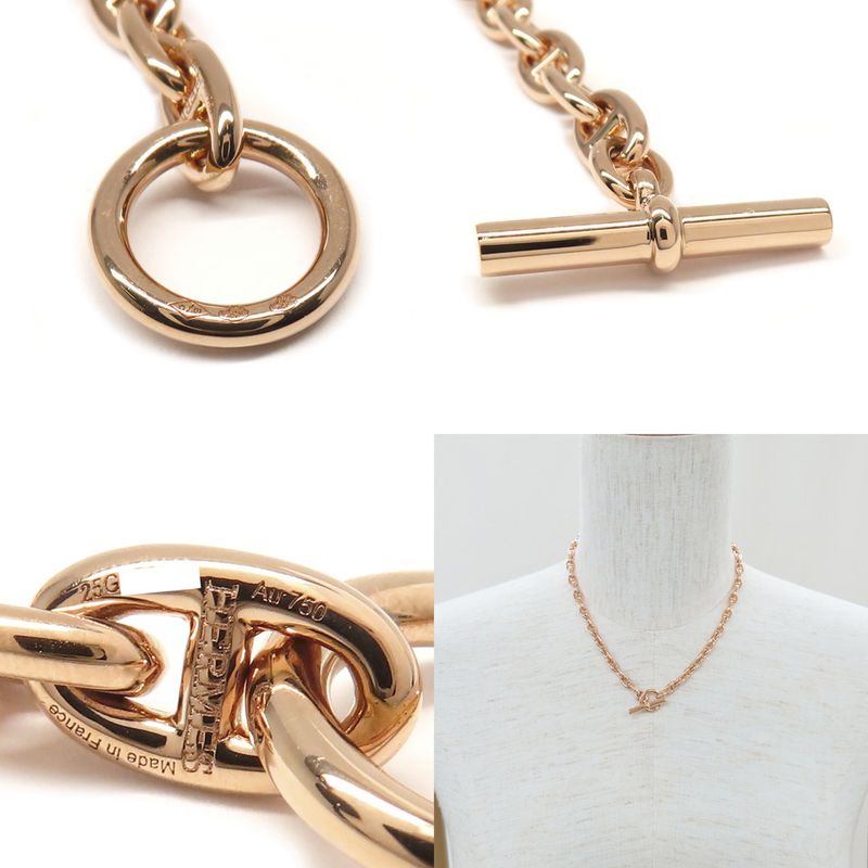 Hermes Necklace Chaine D'ancre T PM 62 Frames 18K Pink Gold 750 Pink