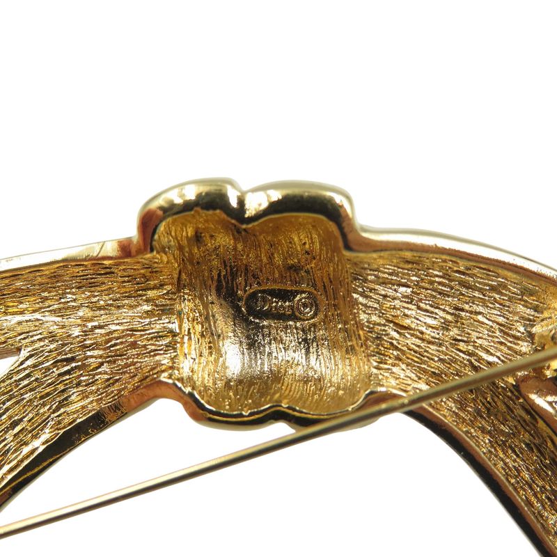 Christian Dior Vintage Ribbon Metal Gold Brooch 1123 Christian Dior