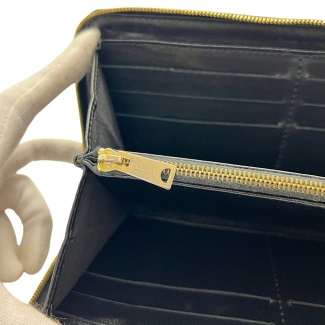 Celine Round Zipper Long Wallet Black Wallet Leather Preowned