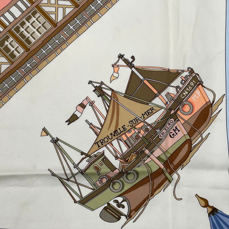 Hermes Scarf Silk Carre 90 Charmes DES Plages Normandes Charms Of The Normandy