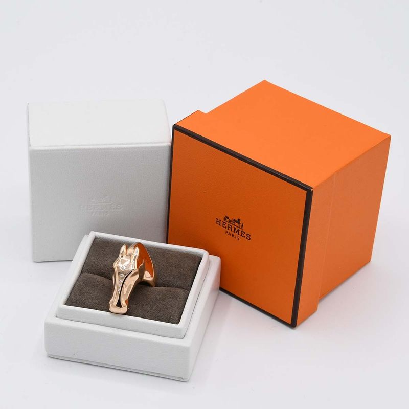 Polished Hermes Ring Gallop #53 #12 750 Diamonds Approx 31.5g Accessories