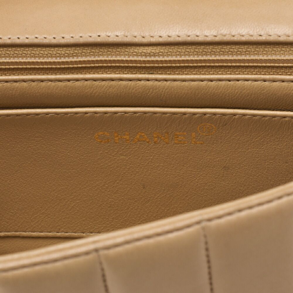 Chanel Shoulder Bag Mademoiselle Lambskin Beige And Black Gold Hardware Full