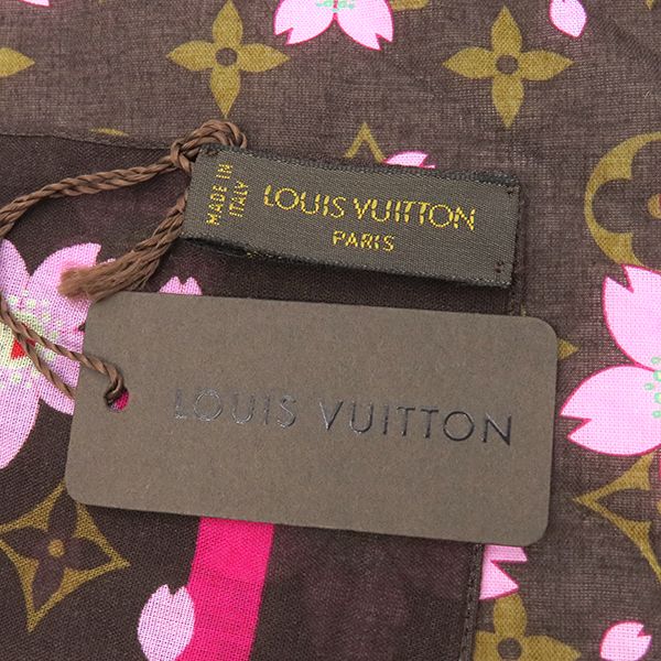 Louis Vuitton Scarf LV × Tm Carré Cherry Blossom Cotton Maroon Brown Pink