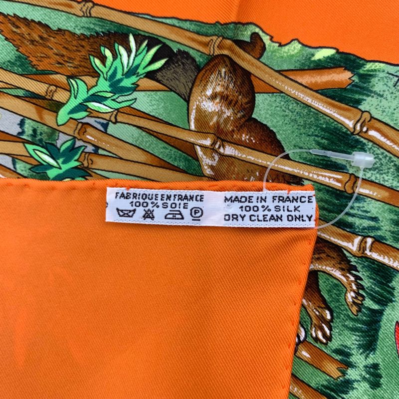 Hermes Carre 90 Sichuan Orange And Multicolor Silk Scarf