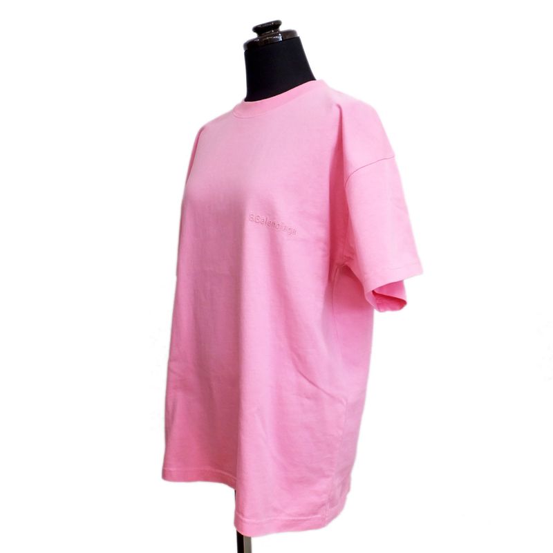Balenciaga T-shirt Pink Short Sleeve Crew Neck Notation Size XXS