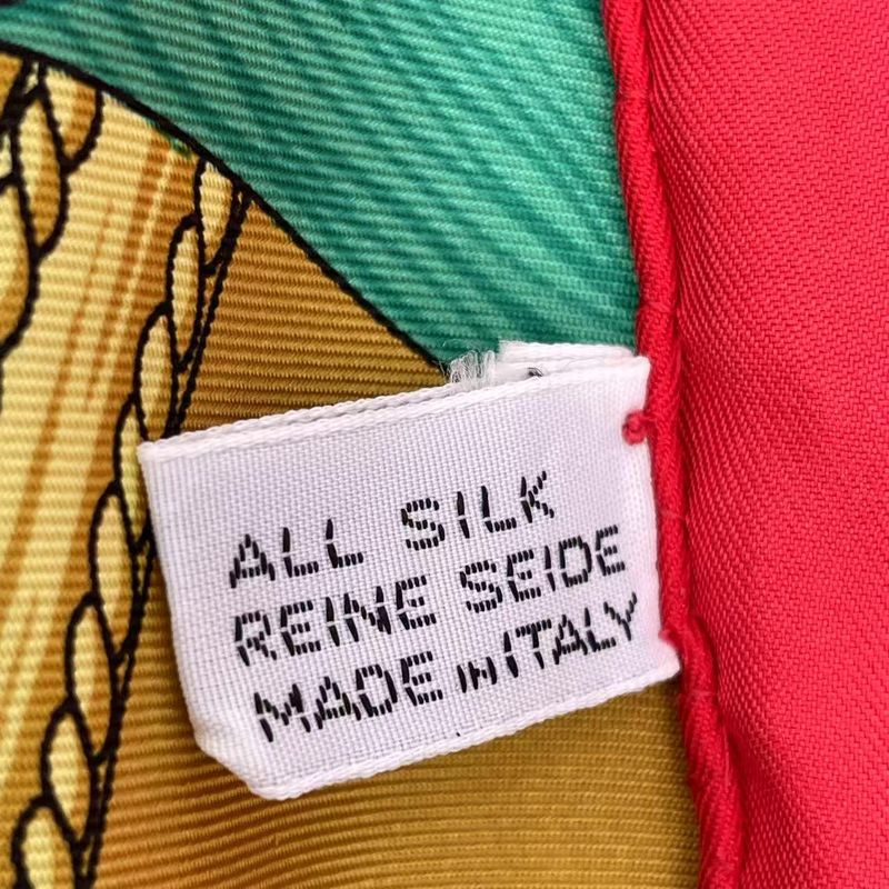 Celine Steck Printed Silk Scarf Red Navy