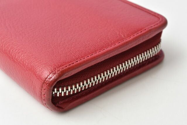 Loewe Wallets Preowned Loewe Long Wallet Round Zipper Amazona Goatskin Bordeaux