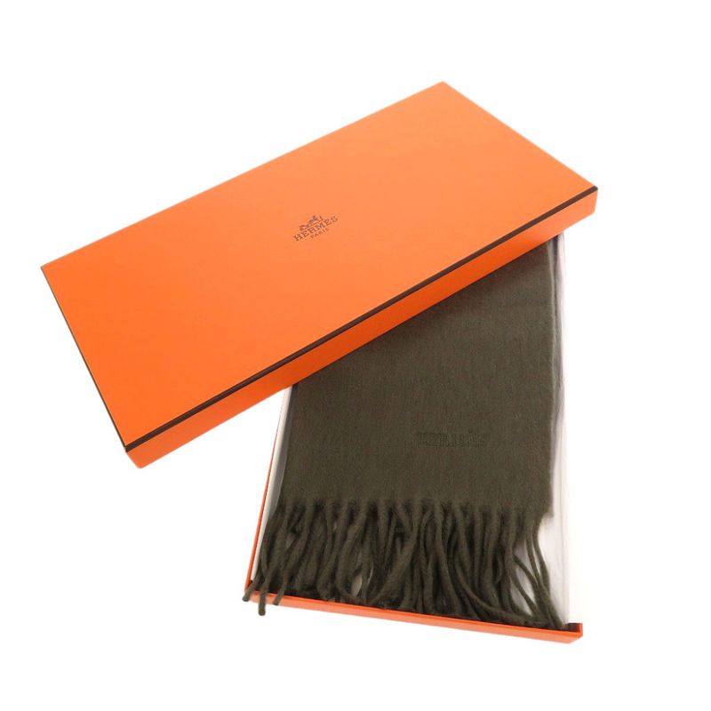 Hermes 393622t H6 Cashmere Khaki Scarf 0104 Hermes
