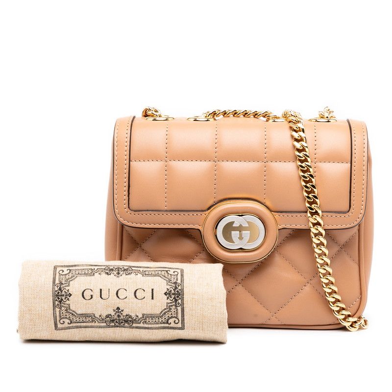 Gucci DECO Chain Shoulder Bag 741457 Beige Leather Women's Gucci