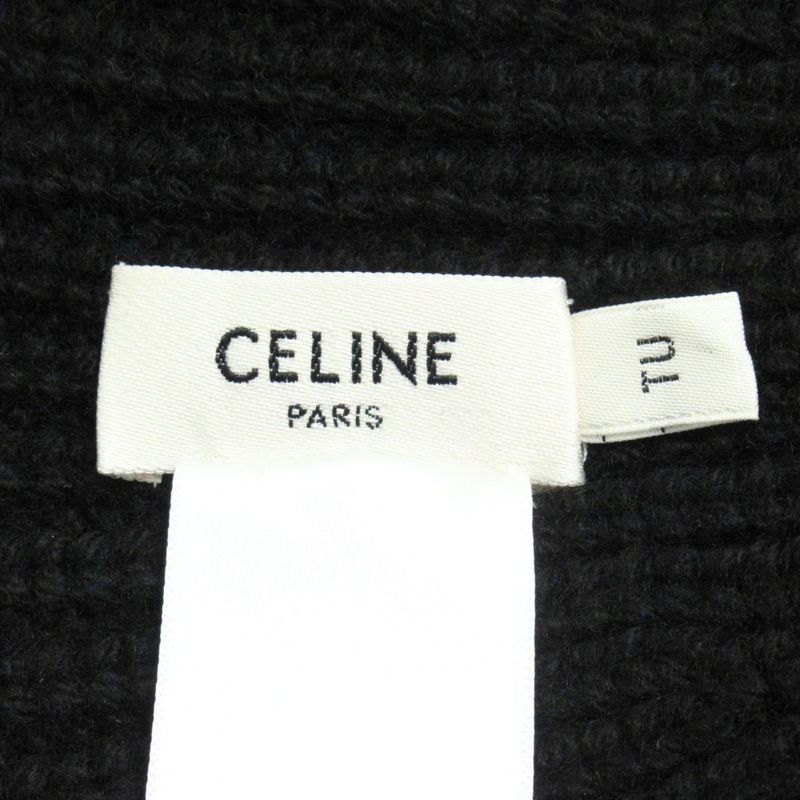 Celine Triomphe Crochet Bucket Hat 100% Cashmere Knit Size Tu Black Men's
