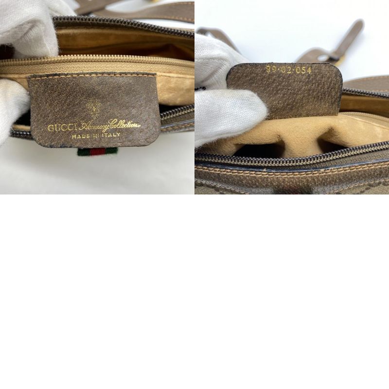 Gucci Old Gucci 89 02 Shoulder Bag GG Supreme Sherry Line Beige Brown Ladies