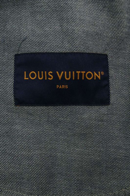 Louis Vuitton 25AW Rm252mm (9.92in) VON Hta17w LV Moire No Collar Denim Jacket