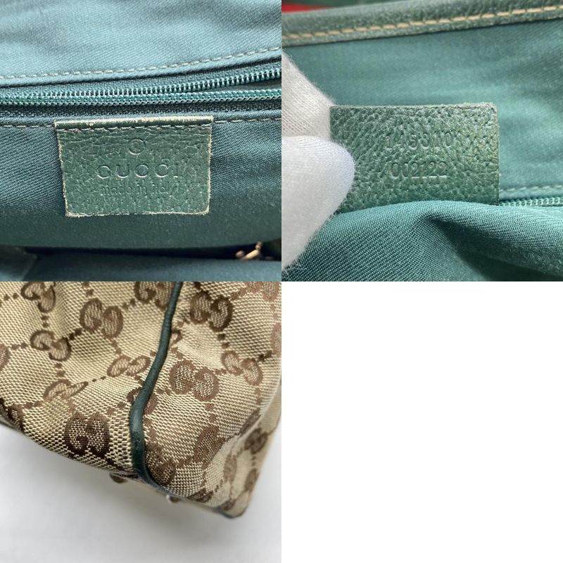 Gucci 145810 Tote Bag Sherry Line GG Canvas Leather Beige Ladies Men Vintage