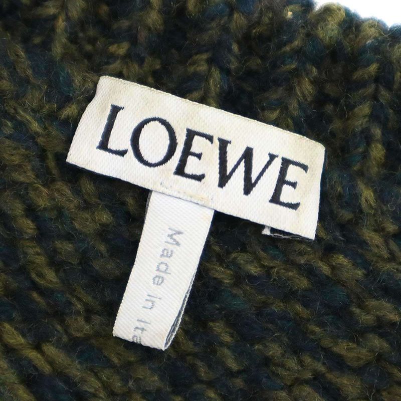 Loewe 23aw Wool Trommelange Trompe L'oeil Knit Sweater S540y14kds Khaki XS