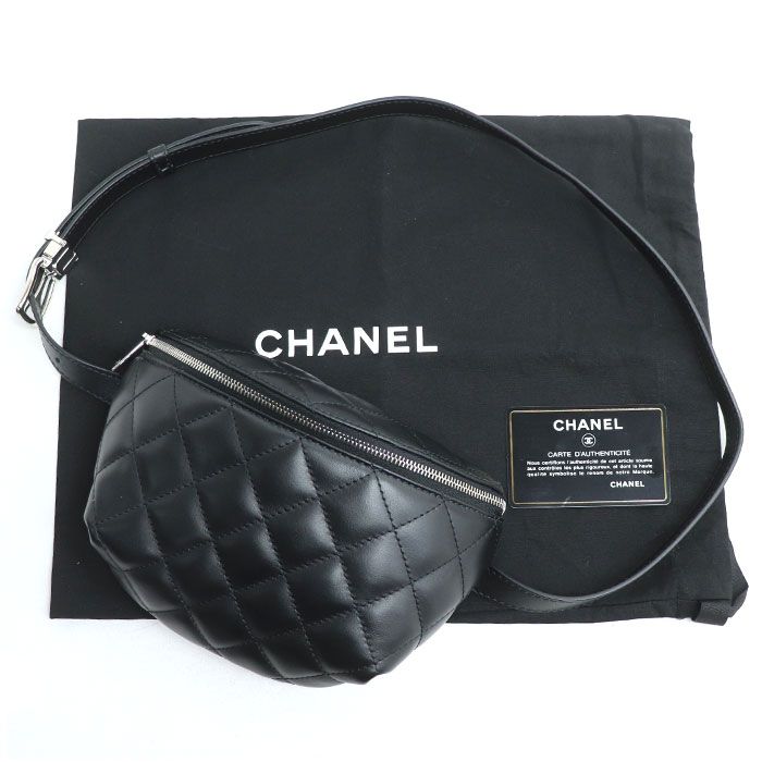 Chanel Uniform Waist Bag Waist Bag Black Body Bag Women's Preowned