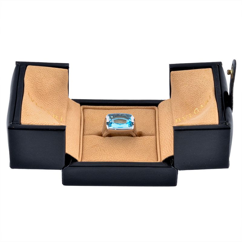 Bulgari Bvlgari Allegra Ring Approx 15 18K White Gold 144g Blue Topaz White