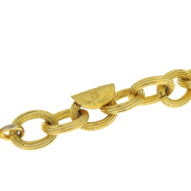 Chanel Relief Matelasse Framed Round Reversible Pendant Necklace Women