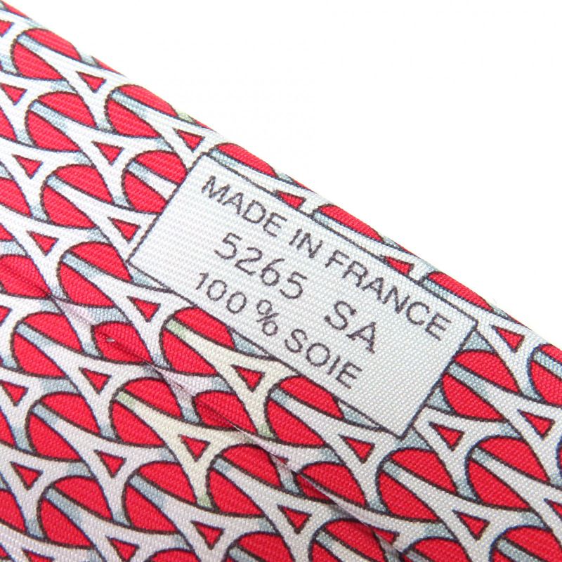 Hermes 5265 SA 100% Silk Geometric Pattern All-over Design Cravat Tie Red With