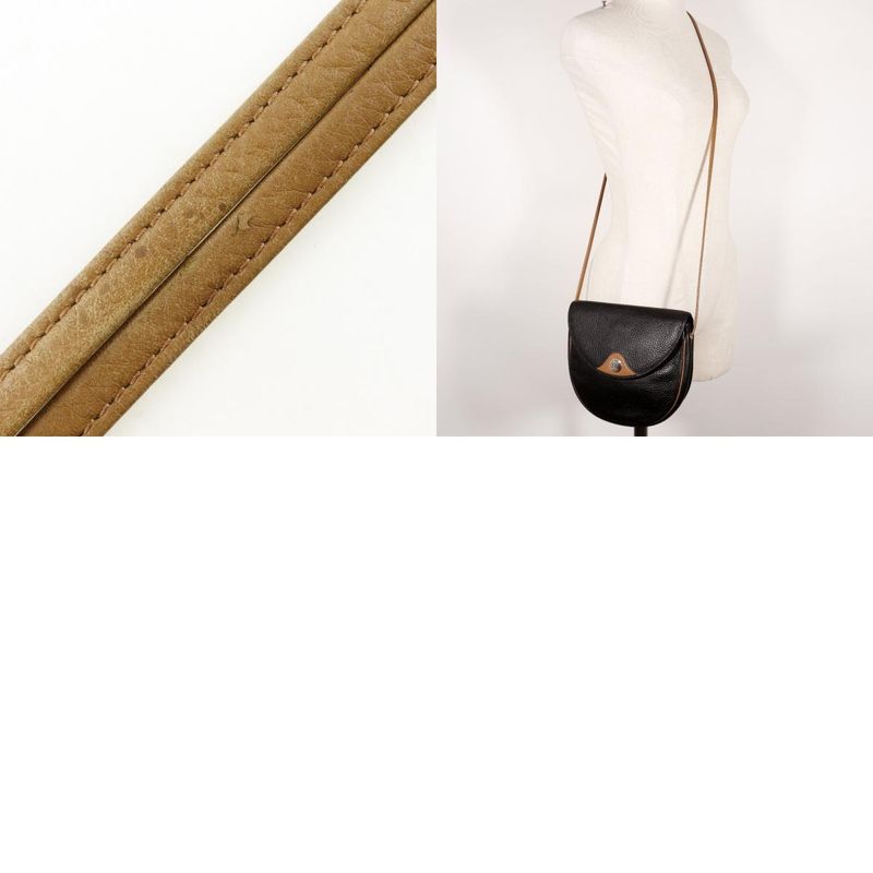 Dior Christian Dior CD Logo Vintage Pochette Calf Black Women's Shoulder Bag