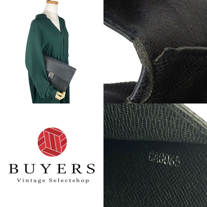 Louis Vuitton Second Bag Clutch Selenga M30782 Taiga Leather Ardoise Black