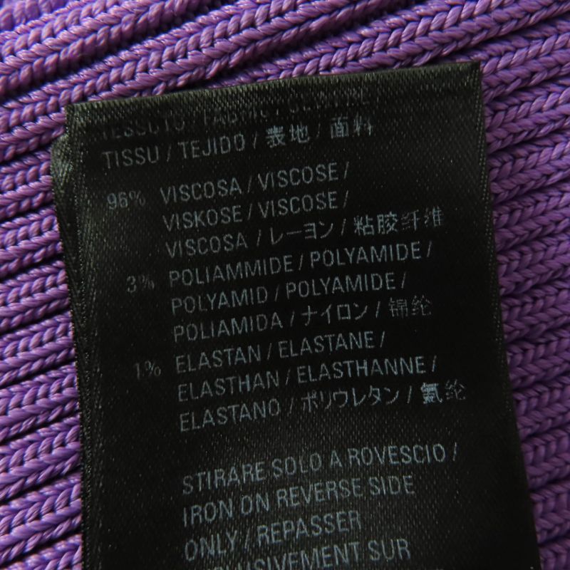 Balenciaga 691969 Long Sleeve Ribbed Knit Top With Logo Purple XS Made In Italy