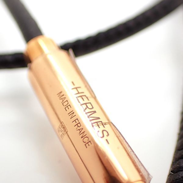 Hermes Equestre GM Necklace PG Pink Gold X Black Leather Same As Unused Box