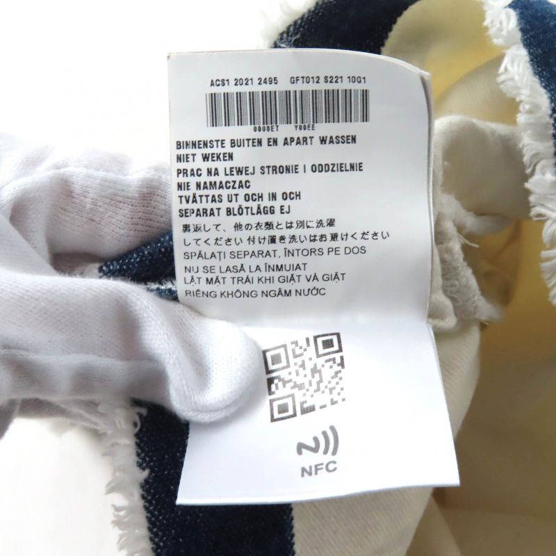 Prada 2021 Gft012 100% Cotton Cut-off Cropped Denim Top With Triangle Logo