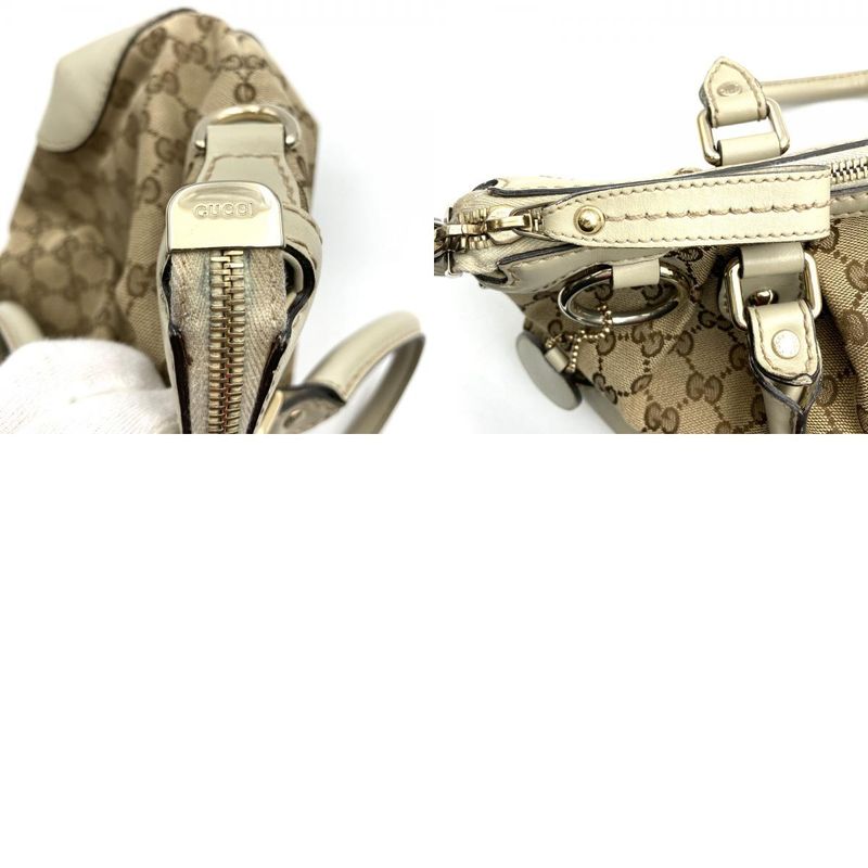 Gucci 247902 Tote Bag Beige/white GG Canvas/leather Ggkey Holder Ladies Fashion