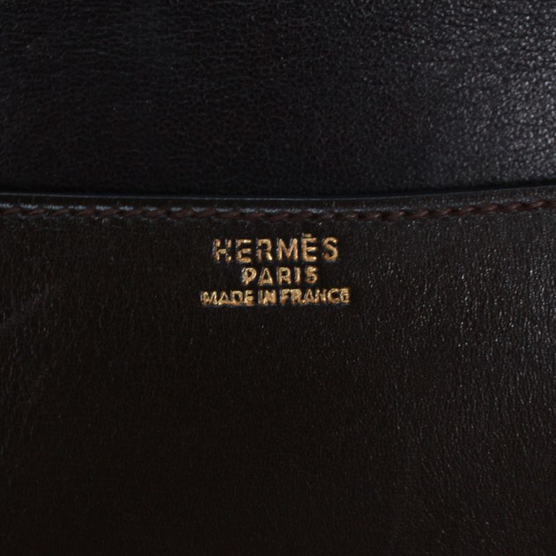 Hermes 2WAY Havana Clutch Bag Box Calf Brown Shoulder Bag Gold